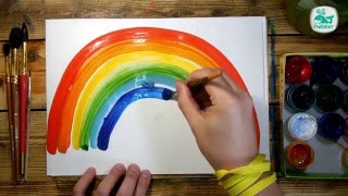 Как нарисовать РАДУГУ красками | Простые рисунки красками | Урок рисования для детей