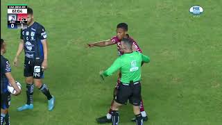 QUERÉTARO VS ATLAS: Red Card for OMAR MENDOZA FOR TICKLING JUAN ZAPATA RECTUM.