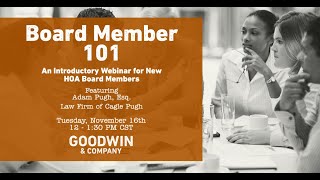 HOA Board Member 101 Webinar