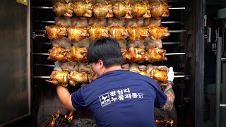 하루에 닭 200마리요..?! 장작에 3시간 이상 구운 누룽지 통닭｜Firewood-grilled whole chicken / Korean street food