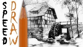 How to draw architecture | Rysunek architektoniczny - Watermill Speed Drawing