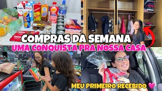 UMA CONQUISTA PRA CASA 🙌🏻 COMPRAS DA SEMANA + GANHEI UM PRESENTE DE UMA INSCRITA DO CANAL 🩷