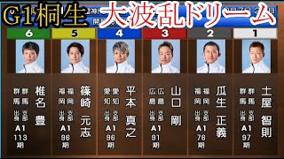 【G1桐生競艇】大波乱「ドリーム」①土屋智則②瓜生正義③山口剛④平本真之⑤篠崎元志⑥椎名豊