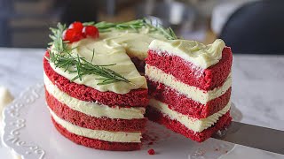 BOLO RED VELVET - BOLO PARA O NATAL PERFEITO - RECHEIO PERFEITO DE CREAM CHEESE