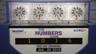 Midday Numbers Game Drawing: Sunday, July 29, 2018
