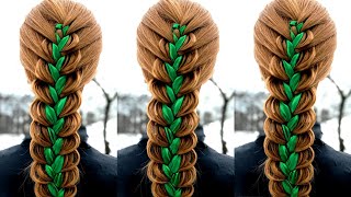 French Braid with ribbon/Hairstyle for girls