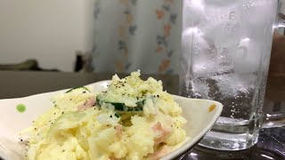 【酒テロ】おっさんがポテトサラダを作ってお酒を飲む動画