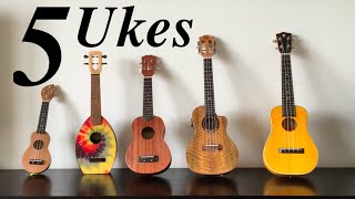 ウクレレ５機種クイック・レビュー　- Five Ukuleles of My Own