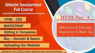 Mark, Subscript & Superscript Tag || HTML Part - 4 || HTML tutorials for beginners