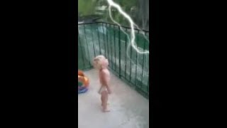 Cute Baby Sees Lightning For the First Time!