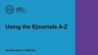 Using the ejournals A-Z