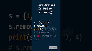Set Methods Remove an element from the set in Python #coding #code#programming