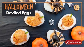 Spooky Halloween Appetizers: Spider & Pumpkin Deviled Eggs