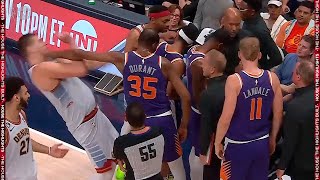 Jokic intrudes on Suns' huddle, gets pushed out by Durant  👀🍿