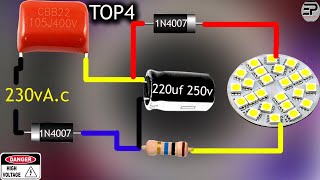 Top 4 Simple Electronic Projects [NEW], 12V LED Diode Tip4c Tip42c Resistor Capacitor