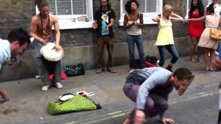 David Cameron and Jeremy Clarkson dancing in Brick Lane