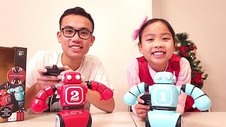 F.A.O SCHWARZ BAM vs POW ROBOT KNOCKOUT Unboxing and playing with Liem and Cattien!!!