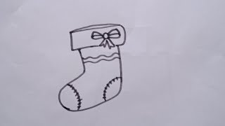 How to draw a sock//easy drawing step by step//Christmas stocking drawing