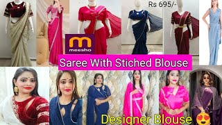 Meesho  Saree with stiched blouse Haul | Wedding Special Party Wear Saree Haul #meesho #sareehaul