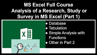 MS Excel Full Course|Data Analysis of Research, Study or Survey in MS Excel | Part 1#dataanalysis