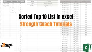 Create a Sorted Top 10 List in Excel | SCT #41 | Strength Coach Tutorials | DSMStrength