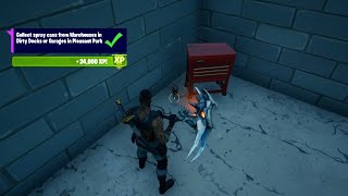 Fortnite - Collect Spray Cans From Warehouses In Dirty Docks Or Garages In Pleasant Park