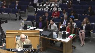 SB 43 by Conrad Appel in Senate Education on Student Input of Crisis Plans