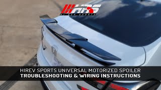 HiRev Sports Universal Motorized Spoiler - Troubleshooting and Testing