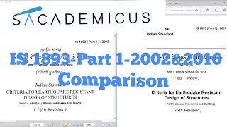 IS 1893-PART 1 - 2002&2016 COMPARISON(SEISMIC ANALYSIS)