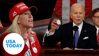 President Biden fires back at Marjorie Taylor Greene, hecklers during State of the Union | USA TODAY