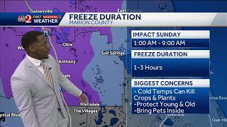 Impact Weather: Cold temps moving into Central Florida; frost and freeze warnings in effect