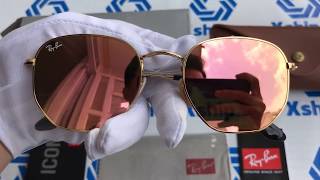 Xship.vn: Ray-Ban Large Hexagonal Flat Copper Pink Lens Gold Frame RB3548N 001/Z2 54-21