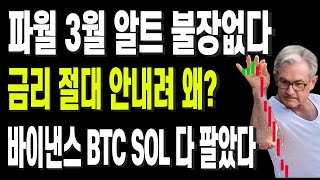 파월 3월 알트 불장없다 금리 절대 안내려 왜? 바이낸스 BTC SOL 다 팔았다