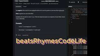 codewars - Anagram Detection Solution (JavaScript)