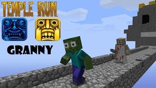 Monster School : GRANNY TEMPLE RUN CHALLENGE - Minecraft Animation