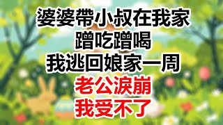 婆婆帶小叔在我家蹭吃蹭喝，我逃回娘家一周，老公淚崩：我受不了！#為人處世 #生活經驗 #情感故事 #婆媳故事