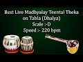 मध्यलय तीनताल | Best Live Madhyalay Teental Theka | D Scale | 220 bpm | Safed 2 | सफेद २