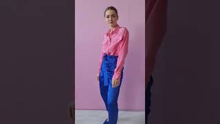 CAMICIA BORCHIATA E PANTALONE RASO CADY VITA ALTA