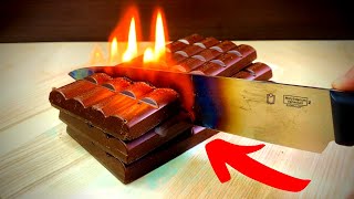 Glowing 1000 Degree Hot Knife vs Chocolate [Experiment] - 7 Ways