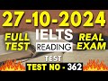 IELTS Reading Test 2024 with Answers | 27.10.2024 | Test No - 362