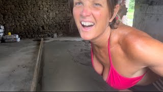 New roof and concrete flooring in the hobbit hut barn Timelapse fun