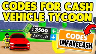 Vehicle Tycoon Codes Roblox 2020