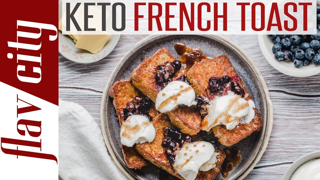 Keto French Toast With Blueberry Sauce & Sugar Free Syrup - Low Carb ...