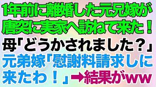 【スカッとする話】1年前に離婚した元兄嫁が唐突に実家へ訪ねて来た。理解できない母と私「どうかされました？」元兄嫁「慰謝料請求しに来たわ！」→結果が