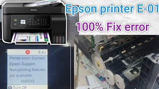 E-01 Printer Error. Contact Epson support. non-printing features are available 000043.paper Jam.
