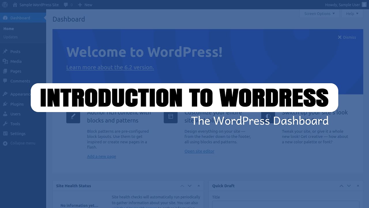 Introduction To WordPress: Dashboard - YouTube