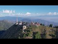 surkanda devi temple aerial drone views monsoon season