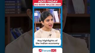 Key highlights of the Indian economy | IAS Topper Aditi Yadav #shorts