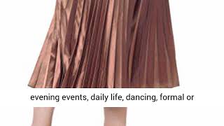 Allegra K Women's Accordion Pleats Metallic Midi Skirt S Copper