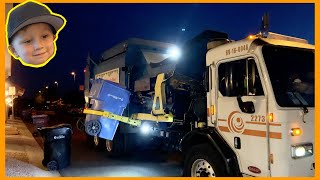 Following Garbage Trucks At Night | Video For Kids
